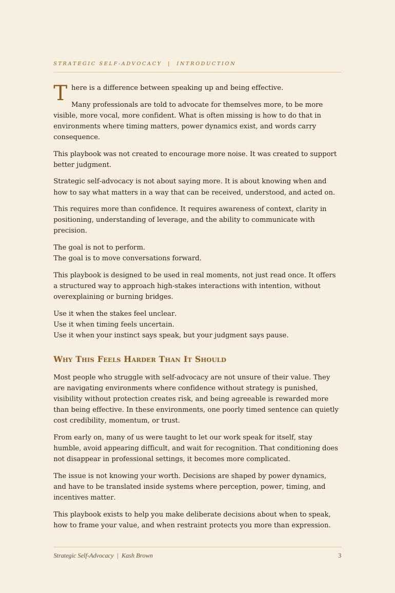 Preview page from the Strategic Self-Advocacy playbook